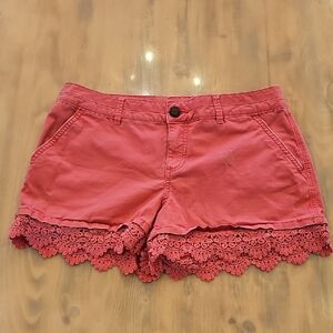 Maurices Pink Shorts with Lace Trim 11/12